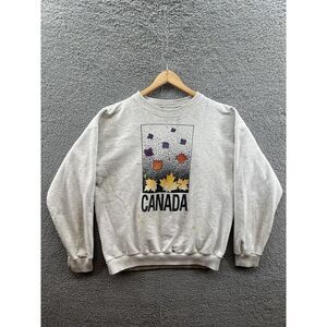 Super Shirts Canada Maple Leaf Colorful Paint Stained Gray Sweatshirt Size XL